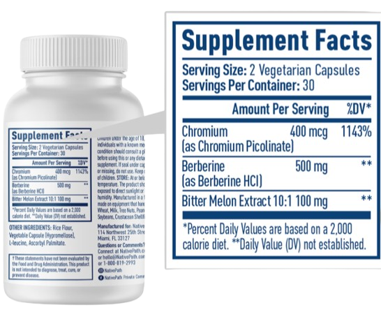 NativePath Native Berberine Supplement Facts