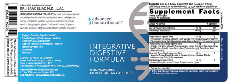 Integrative Digestive Formula Supplement Facts